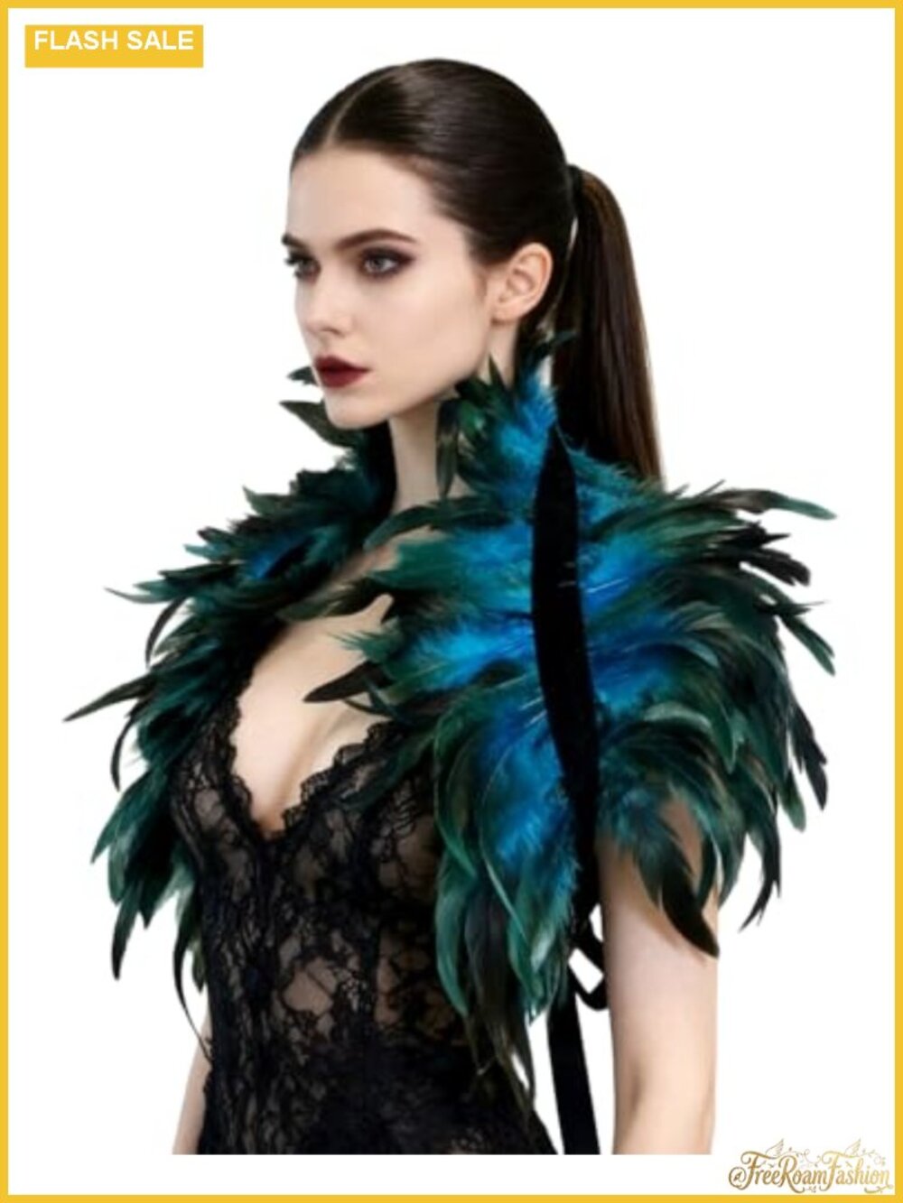 L'VOW Real Natural Feather Shrug Shawl Wrap Victorian Collar Cape